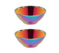 Buyer Star Ramen Tazón de sopa de fideos, 2 juegos Rainbow doble capa 18/8 de acero inoxidable (7.1 pulgadas)