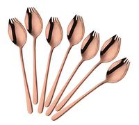 Buyer Star Sporks - Paquete de 6 tenedores de acero inoxidable 18/8 para uso diario en el hogar, cuchara de helado y tenedores de ensalada, postre de aperitivos de frutas (oro rosa)
