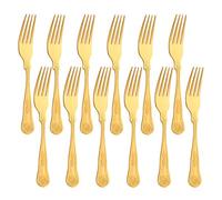 Buyer Star Tenedores de postre, tenedor de acero inoxidable dorado para postres Ensalada de pasta, paquete de 12