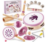 Buyger Instrument à Percussion pour Bébé 1 2 3+ ANS, Instrument de Musique en Bois Naturel, Jouet en Bois Musicaux Montessori pour Enfant, Éveil Musical Cadeau pour Fille Garçons