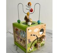 BUYGER Montessori - Cubo de actividad motora 6 en 1, cubo de actividad Montessori de madera, perlas laberinto, reconocimiento de clasificación, juguete educativo, regalo para niños a partir de 3 años