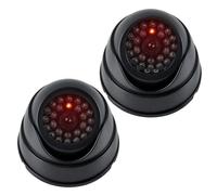 BUYGOO 2 cámaras falsas de seguridad CCTV, cámara de vigilancia falsa con LED intermitente rojo, cámara de vigilancia, cámara falsa, para interior y exterior, color negro