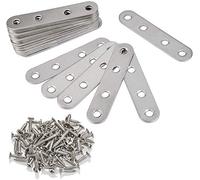 BUYGOO 20Pcs Soporte Recto de Acero Inoxidable con Tornillos Placa de Fijación Alta Resistencia Panel Plano para Reparación de madera, Muebles Y Proyectos de Bricolaje (76 x 16 x 1.8 mm)