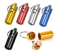BUYGOO 6PCS Caja de pastillas portátil llavero tabletas Impermeable Caja Llavero de aluminio pequeño para aspirina, analgésicos, bloqueadores, tabletas frías, estatinas, vitaminas