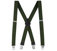 Buyless Fashion Tirantes hombres Correas de 122 cm 3.81 cm - En X con clips de metal - 5121-Olive