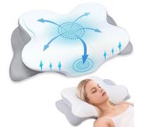 BUYLUX® Almohada Cervicales y Cuello Ergonómica 2en1 Premium | Almohada Viscoelastica Cervical Antironquidos para Dormir de Lado o Boca Arriba para Viaje | Pillow para Dolor de Cuello y Dormir Mejor