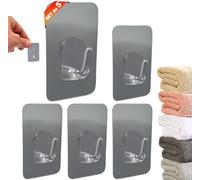 BUYLUX Ganchos Adhesivos para Pared Cuelga Facil - Colgadores Adhesivos Resistentes Ideal para Colgar Llaves, Toallas Baño, Organizador de Cocina o Accesorios Baño Paredes - 5 UDS (Metalizado)