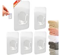 BUYLUX Ganchos Adhesivos para Pared Cuelga Facil - Colgadores Adhesivos Resistentes Ideal para Colgar Llaves, Toallas Baño, Organizador de Cocina o Accesorios Baño Paredes - 5 UDS (Transparente)