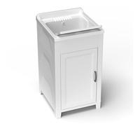 Buyly Mueble lavabo resina con puerta única, bañera con tabla de lavado de resina, interior/exterior. 45 x 50 x 85 cm