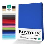 Buymax® Sábana Bajera Ajustable 140x200 cm - Pack de 2, 100% Algodón Jersey, Bolsillo Profundo 30 cm con Goma Elástica, Azul Oscuro