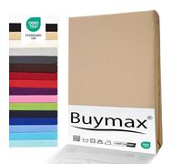 Buymax® Sábana Bajera Ajustable 80x200 cm - 100% Algodón Jersey, Bolsillo Profundo 30 cm con Goma Elástica, Arena