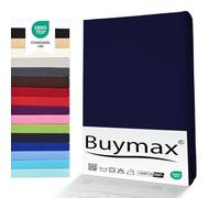 Buymax® Sábana Bajera Ajustable 80x200 cm - Pack de 2, 100% Algodón Jersey, Bolsillo Profundo 30 cm con Goma Elástica, Azul Marino