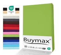 Buymax® Sábana Bajera Ajustable para Topper 160x200 cm - 100% Algodón Jersey, Bolsillo Profundo 18 cm con Goma Elástica, Verde Manzana