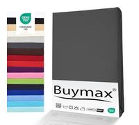 Buymax® Sábana Bajera Ajustable para Topper 160x200 cm - 100% Algodón Jersey, Bolsillo Profundo 18 cm con Goma Elástica, Antracita