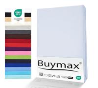 Buymax® Sábana Bajera Ajustable para Topper 200x200 cm - 100% Algodón Jersey, Bolsillo Profundo 18 cm con Goma Elástica, Blanco