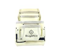 Buyohlic Bolsa de cuero resistente para uñas y herramientas, 10 bolsillos, bolsa de construcción de grano superior