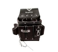 Buyohlic Bolsa profesional para herramientas de electricista, organizador de piel de grano superior con múltiples bolsillos (marrón)