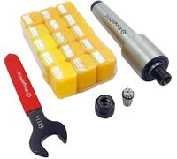 Buyohlic ER11 Juego de pinzas de 15 piezas de rango de 1 mm-1/8 pulgadas (centro giratorio vivo con llave) (Morse Taper MT2)