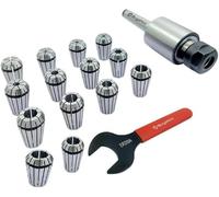 Buyohlic ER20-14 piezas Juego de pinzas de 1/16-1/2 pulgadas centro giratorio vivo con llave (cono morse (МТ3))