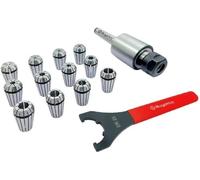 Buyohlic ER25-Juego de 12 pinzas (rango de 1/8-5/8 pulgadas) Collet Live giratorio centro con llave (cono morse (MT3))