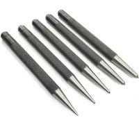 Buyohlic Juego de 5 punzones centrales, herramientas manuales estándar imperiales de metal duro y madera (cabeza redonda)