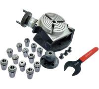 Buyohlic Mesa giratoria inclinable de 3 ranuras de 100 mm con adaptador ER y tuercas en T con llave (ER20, juego de pinzas de 14 piezas (rango 1/16-1/2 pulgadas)