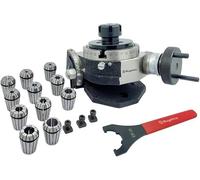 Buyohlic Mesa giratoria inclinable de 4 ranuras de 100 mm con juego de pinzas ER25-12 piezas (rango 1/8-5/8 pulgadas) con adaptador ER y tuercas en T con llave (ER25-12 piezas (rango 1/8-5/8 pulgadas)