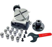 Buyohlic Mesa giratoria inclinable de 4 ranuras de 100 mm con juego de pinzas ER25-12 piezas (rango 1/8-5/8 pulgadas) con adaptador ER y tuercas en T con llave (ER16-12 piezas (rango 1/32-3/8 pulgadas