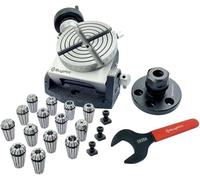Buyohlic Mesa giratoria inclinable de 4 ranuras de 100 mm con juego de pinzas ER25-12 piezas (rango de 1/8-5/8 pulgadas) con adaptador ER y tuercas en T con llave (ER20-14 piezas (rango 1/16-1/2