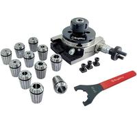 Buyohlic - Mesa giratoria regular de 3 pulgadas | 80 mm con 4 ranuras (ER16-12 piezas juego de pinzas (rango de 1/32-3/8 pulgadas)) con adaptador ER y tuercas en T con llave (ER25-12 piezas juego de