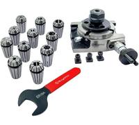 Buyohlic - Mesa giratoria regular de 3 pulgadas | 80 mm con 4 ranuras (ER16-12 piezas juego de pinzas (rango de 1/32-3/8 pulgadas)) con adaptador ER y tuercas en T con llave (ER16-12 piezas juego de