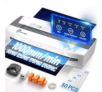 Buyounger Plastificadora A3 (80-250 micras), Plastificadora Profesional de 4 Rodillos con 50 Bolsas y 1000mm/min para A3/A4/A5/A6, Laminadora con REV Sin Atascos para la Oficina, la Escuela y el Hogar