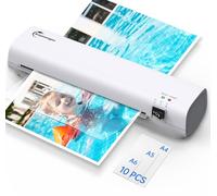 Buyounger Plastificadora A4, Plastificadora en Frío y Caliente con 10 Bolsas para A4/A5/A6, Laminadora para Uso Doméstico, Escolar y de Oficina