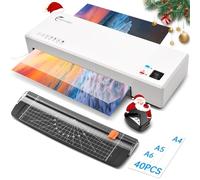 Plastificadora, Plastificadora en Frío y Caliente A4 A5 A6 con 40 Fundas, 4 en 1 Laminadora A4 con Cortador de Papel, Redondeador de Esquinas, Función ABS para Uso Doméstico, Escolar y de Oficina