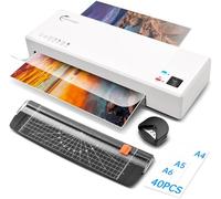 Buyounger Plastificadora A4, Plastificadora en Frío y Caliente con 40 Bolsas, Laminadora para A4 A5 A6 con Cortador de Papel, Redondeador de Esquinas para Uso Doméstico, Escolar y de Oficina