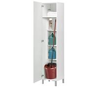 Buyqualia Armario Multiusos estantes y una Puerta en Color Blanco Alto 188 / Ancho 42 / Fondo 35