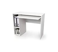 Buyqualia Escriorio Mesa Oficina con Bandeja extraíble y estantes (Alto 73 / Ancho 90 / Fondo 45 cm) (White)