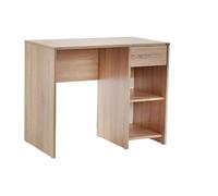 Buyqualia Escritorio Blanco con Espacio de Almacenamiento - Estantería y Cajón - Mesa de Estudio compacta y Funcional, 75x90x52 cm (Cambrian)