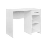 Buyqualia Escritorio Blanco con Espacio de Almacenamiento - Estantería y Cajón - Mesa de Estudio compacta y Funcional, 75x90x52 cm