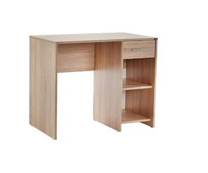 Buyqualia Escritorio Blanco con Espacio de Almacenamiento - Estantería y Cajón - Mesa de Estudio compacta y Funcional, 75x90x52 cm (Cambrian)