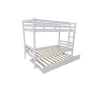 Buyqualia Litera para dormitorios Infantiles, Juveniles o de Invitados de Madera Maciza de Tres Camas con Escalera - para colchón de 90x190 cm