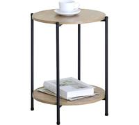 Buyqualia Mesa Auxiliar METÁLICA 56x40x31 CM - con Doble REPISA (Sonoma)