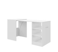 Buyqualia - Mesa Auxiliar Retractil con Almacenamiento - Blanca - Estilo Moderno Multifuncional - Medidas (Mesa extendida): 149x76x63cm