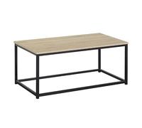 Buyqualia Mesa de Centro Estilo Industrial Rectangular - En Melamina Color Cambrian y Patas de Acero Negro - 41x90x48 cm