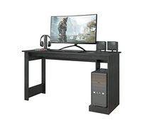 Buyqualia Mesa Ordenador Escritorio de Oficina con Base para pc en Color Negro (Largo 136 / Ancho 54 cm)