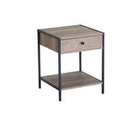 Buyqualia Mesita 1C 1H Metal 50×40×40 cm Roble Lune - Funcionalidad y Estilo para tu Hogar