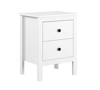 Buyqualia Mesita de Noche Blanca con 2 Cajones Estilo Moderno