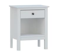 Buyqualia Mesita de Noche de Madera Maciza - 1 cajón, diseño rústico en Color Blanco Abierto, 60x48x35 cm