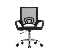 Buyqualia Silla de Oficina | Respaldo de Malla, Reposabrazos y Ruedas Metálicas | Ergonómica y Moderna (Negro)
