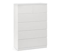 Buyqualia Sinfonier Blanco 119x80x40 cm con 6 Cajones - Sinfonier de Dormitorio Moderno y Funcional